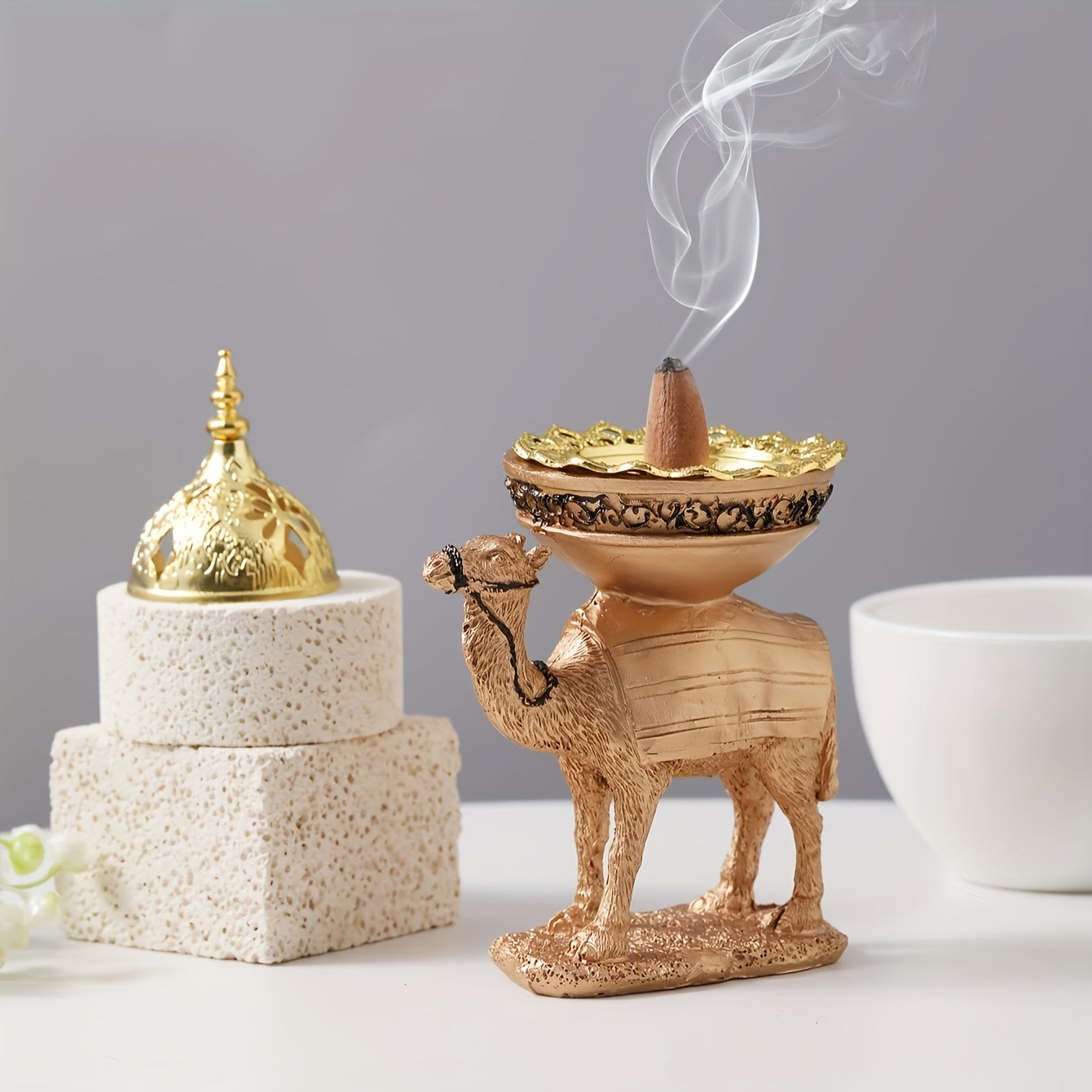 1pc Resin Incense Holder, Resin Camel Atmosphere Decorative Incense Burner, Room Decor, Home Decor