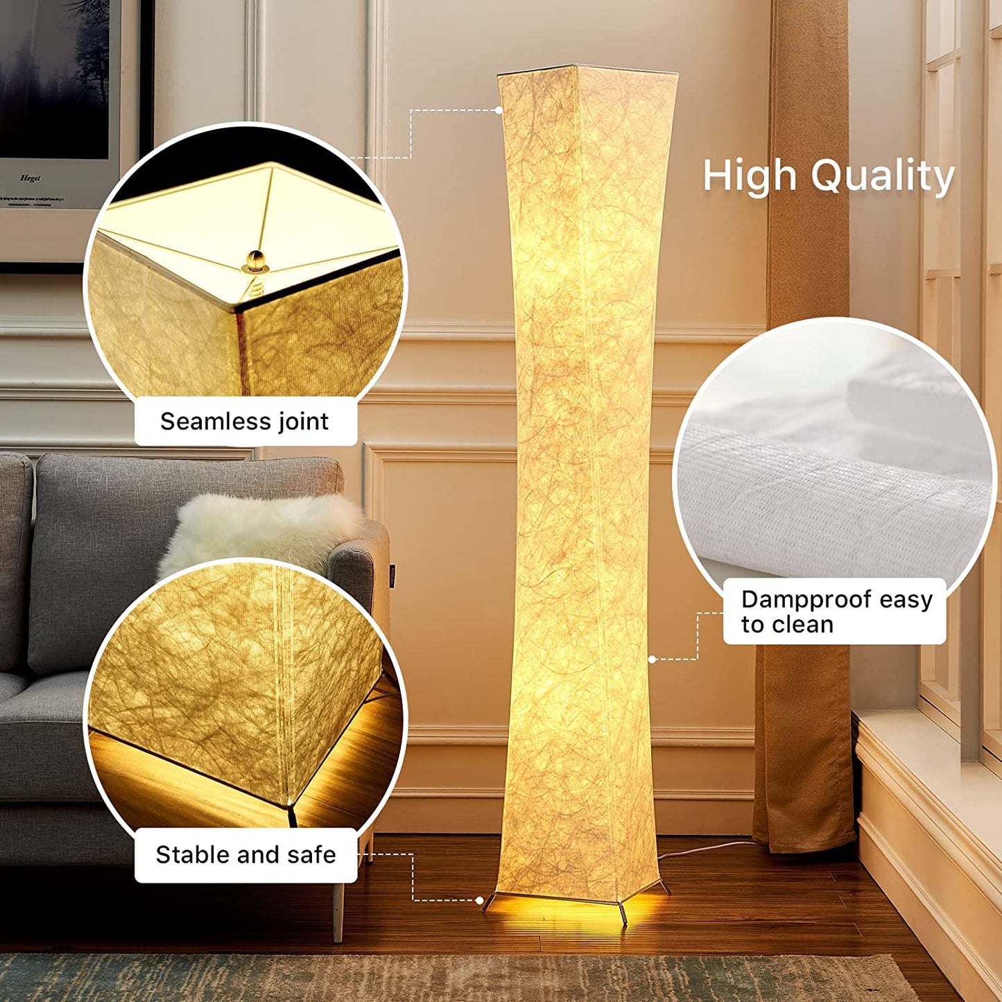 Soft Light Floor Lamp, Simple Design, USB Modern Ultra-thin Warm Light 3000K LED Tyvek Fabric Lampshade, LED Soft Light Strip, Living Room, Bedroom, E-sport Room Desk Lamp