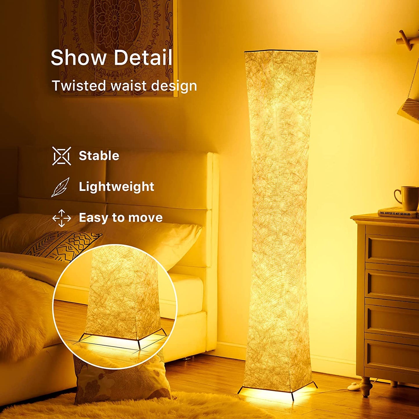 Soft Light Floor Lamp, Simple Design, USB Modern Ultra-thin Warm Light 3000K LED Tyvek Fabric Lampshade, LED Soft Light Strip, Living Room, Bedroom, E-sport Room Desk Lamp